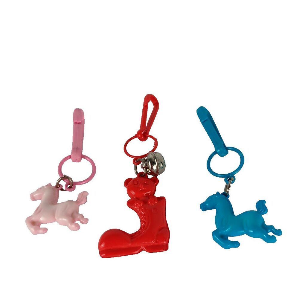 80s Bell Charms Stallions Teddy in a Boot Red Pink Teal Lot Loose Played W/ Toys